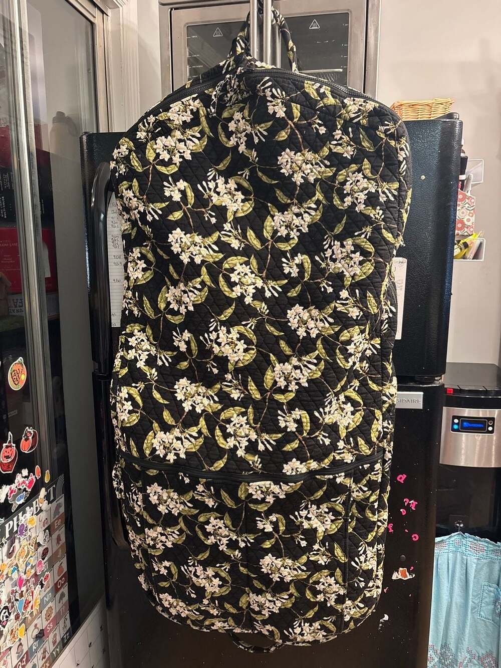 Vera Bradley Black Floral Quilted Travel Garment Bag with Mesh Interior